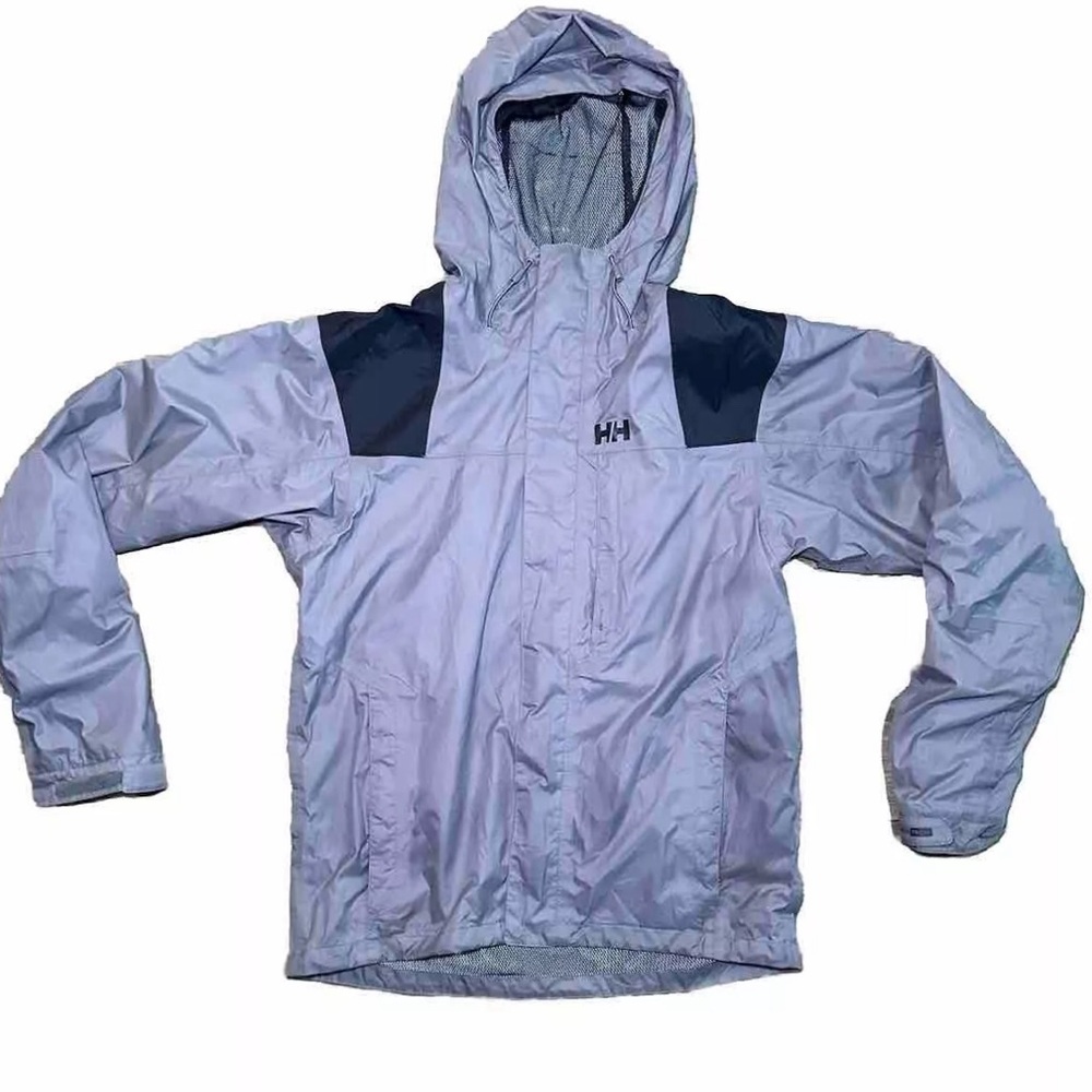 Men's Helly Hansen Waterproof Lightweight Packable Rain Jacket Medium Gray Black